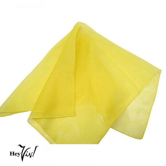 Yellow Sheer Chiffon Scarf 50s Style for Head Neck Costume 21" Square - Hey Viv - Picture 6 of 8